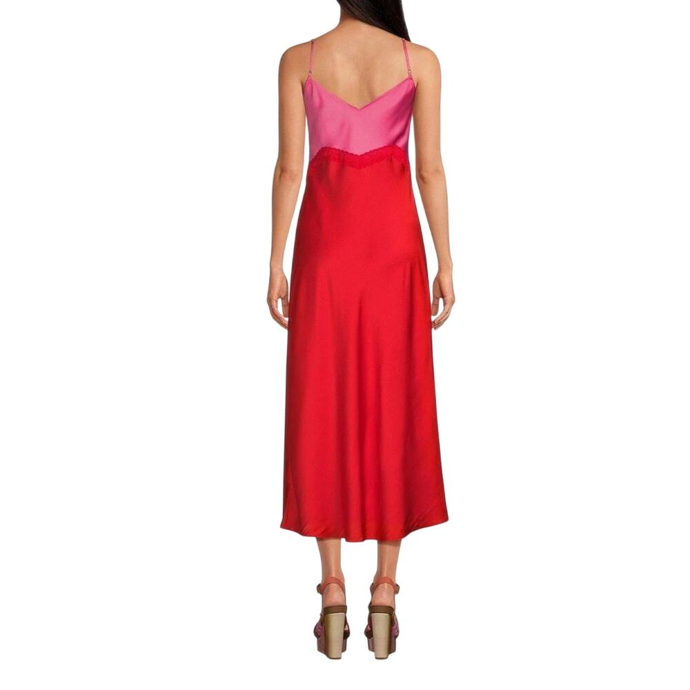 Gianni Bini DANNIJO Helena Satin Two-Tone Scoop Neck Maxi Slip Dress Size 2 - Picture 2 of 7